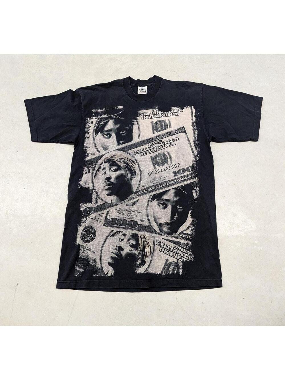 Y2K Tupac Hundred Dollar Bills jumbo print t-shirt